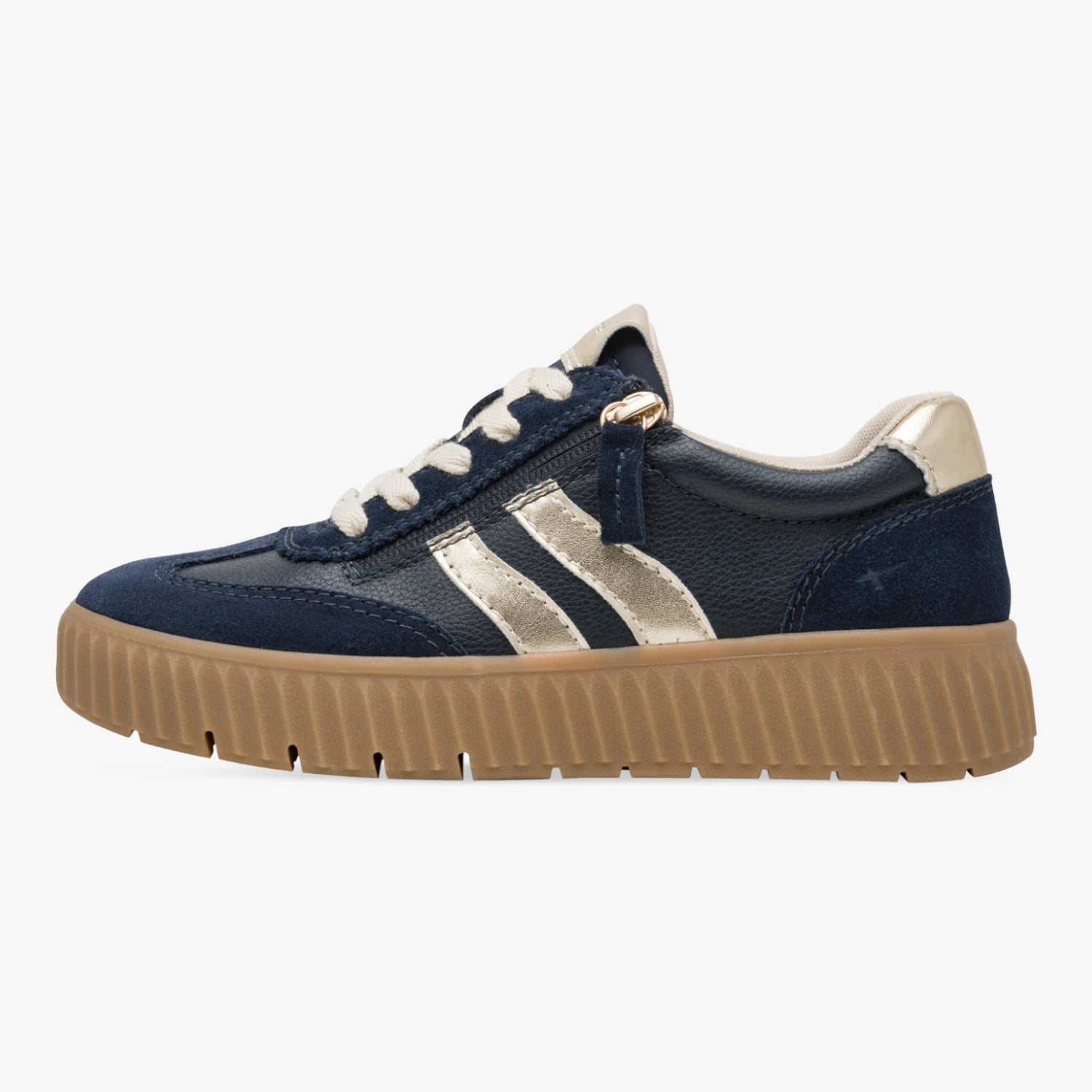 Tamaris Comfort Navy Gold Wide Fit Trainers