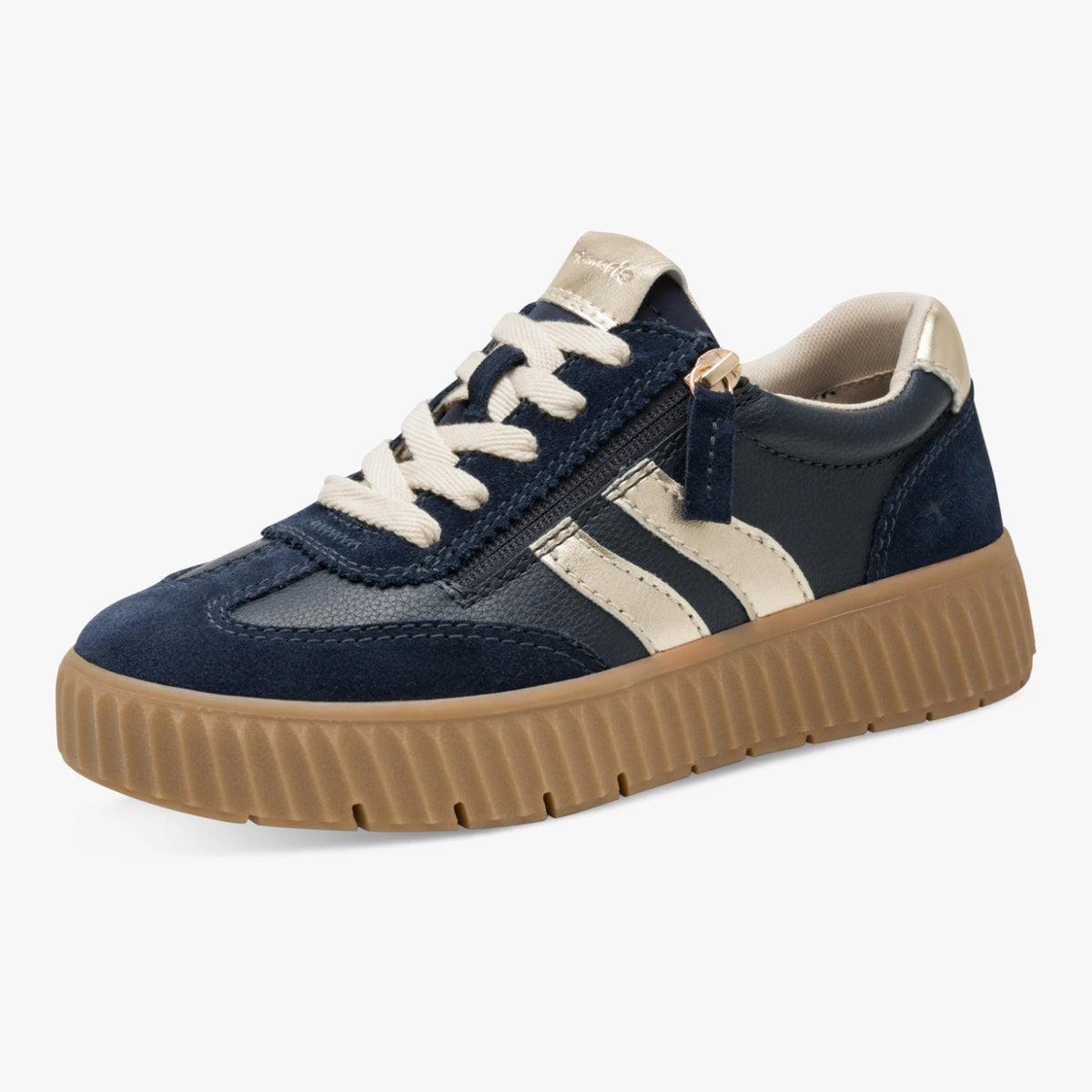 Tamaris Comfort Navy Gold Wide Fit Trainers