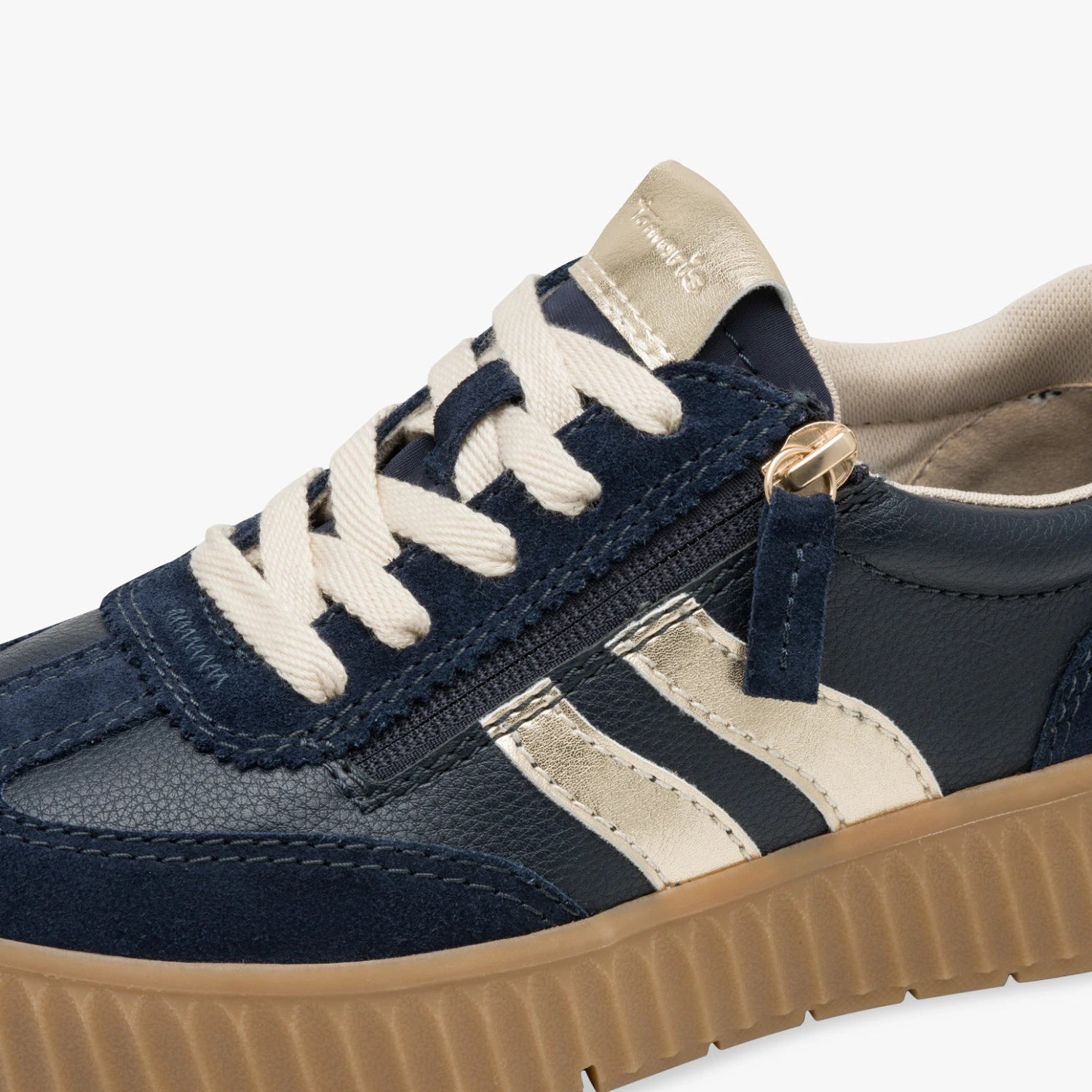 Tamaris Comfort Navy Gold Wide Fit Trainers
