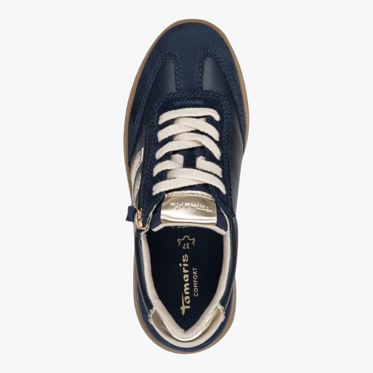 Tamaris Comfort Navy Gold Wide Fit Trainers