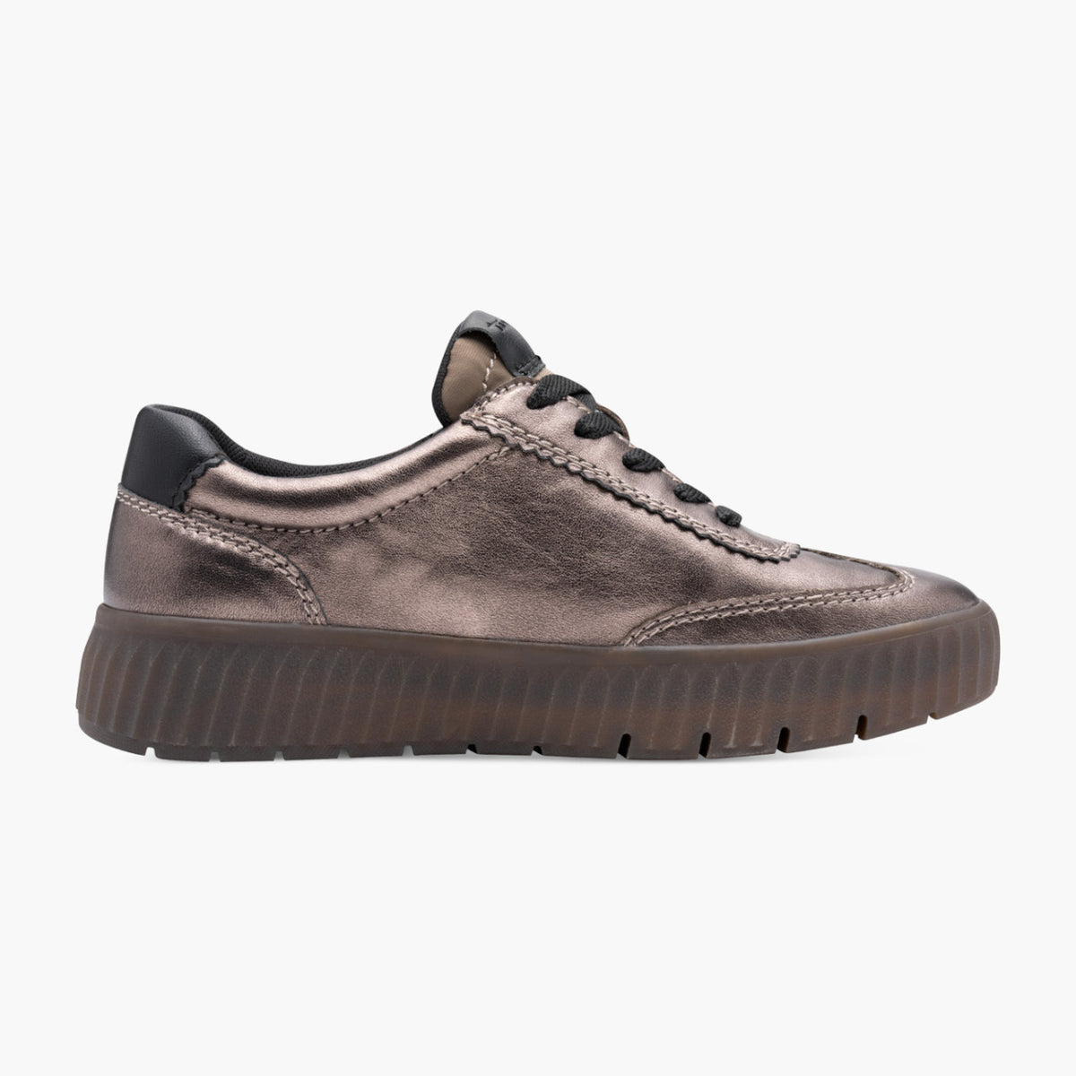 Tamaris Comfort Bronze Wide Fit Trainers with Side Zip - Leavys Shoes