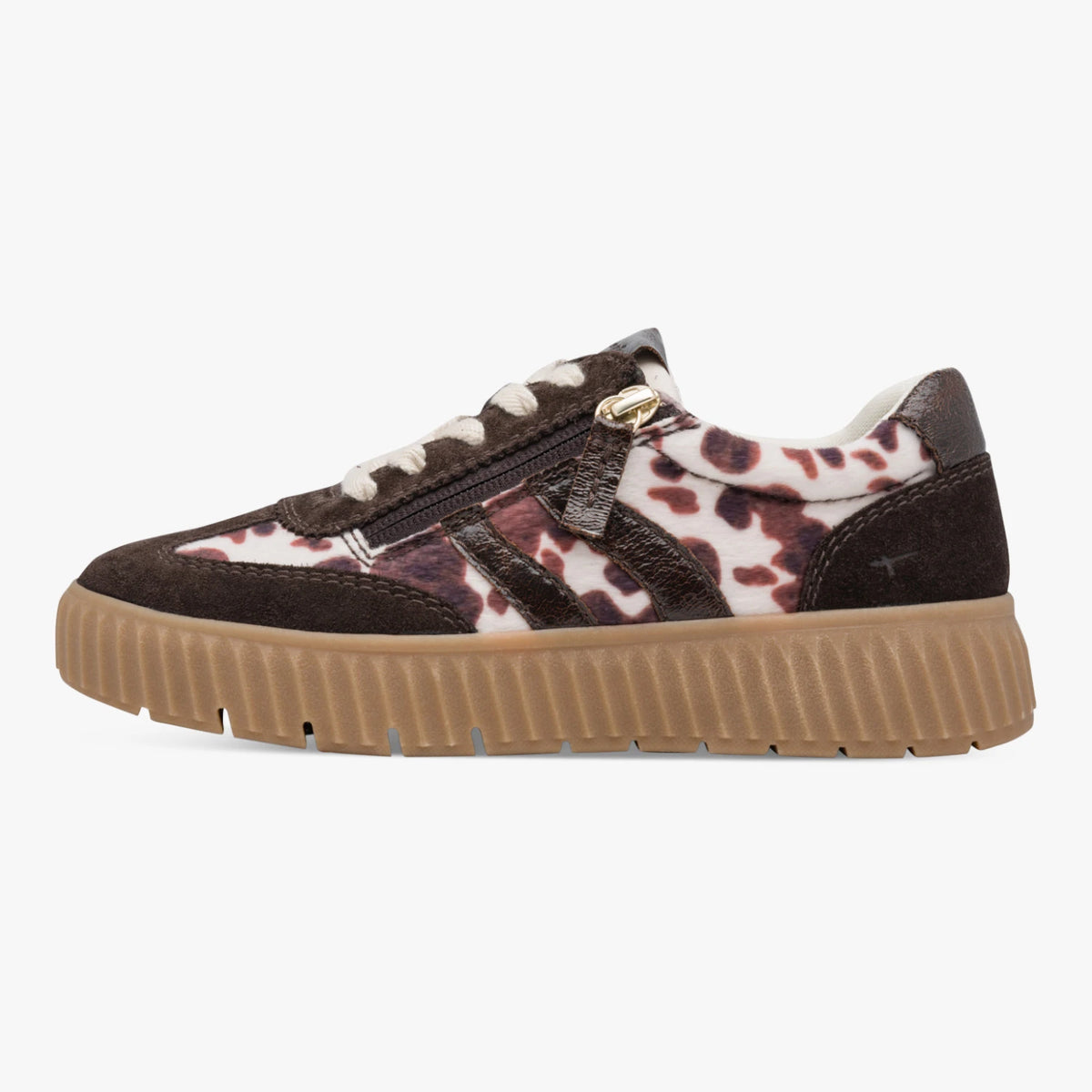 Tamaris Comfort Cow Print Wide Fit Trainers