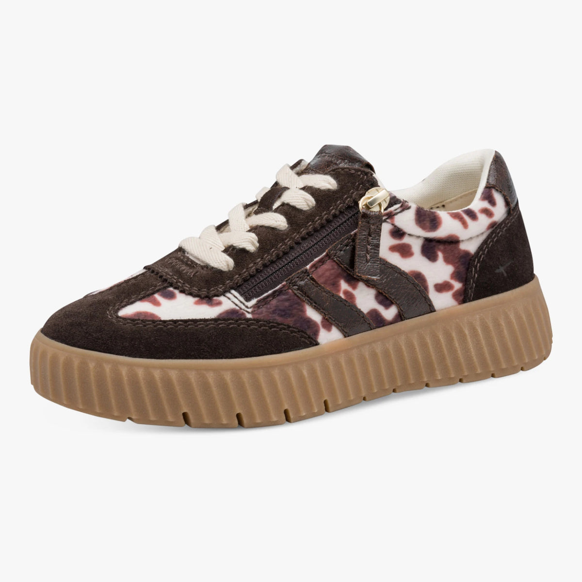 Tamaris Comfort Cow Print Wide Fit Trainers