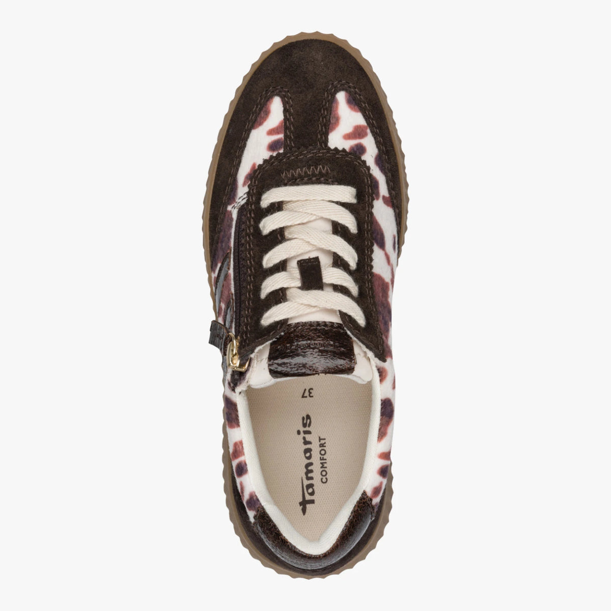 Tamaris Comfort Cow Print Wide Fit Trainers