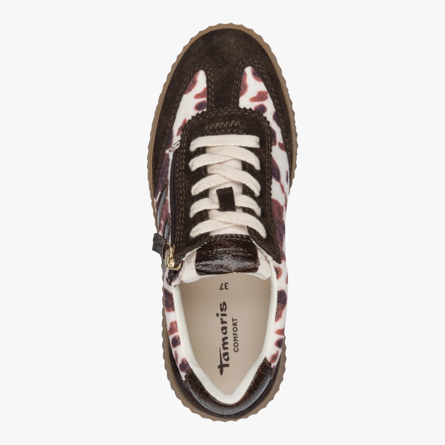 Tamaris Comfort Cow Print Wide Fit Trainers