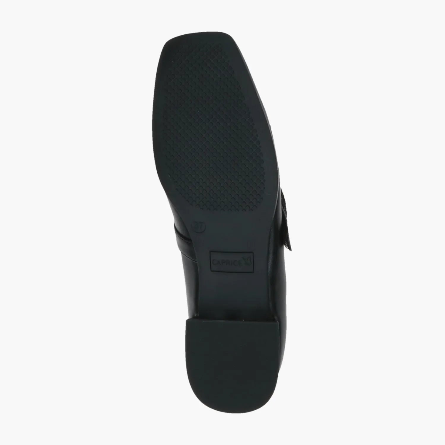 Caprice Black Leather Mary Jane Ballerina with Buckle - Leavys Shoes