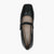 Caprice Black Leather Mary Jane Ballerina with Buckle - Leavys Shoes