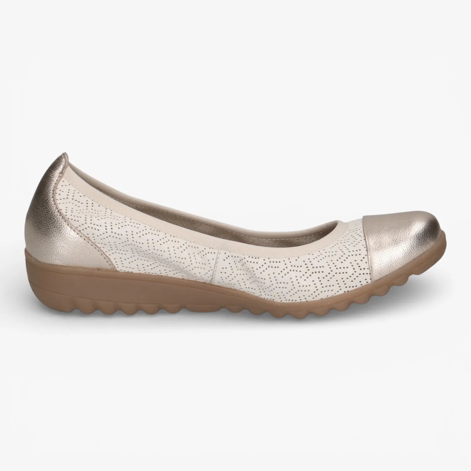 Caprice Beige/Gold Ballerinas Airmotion – 9-22103-42 658