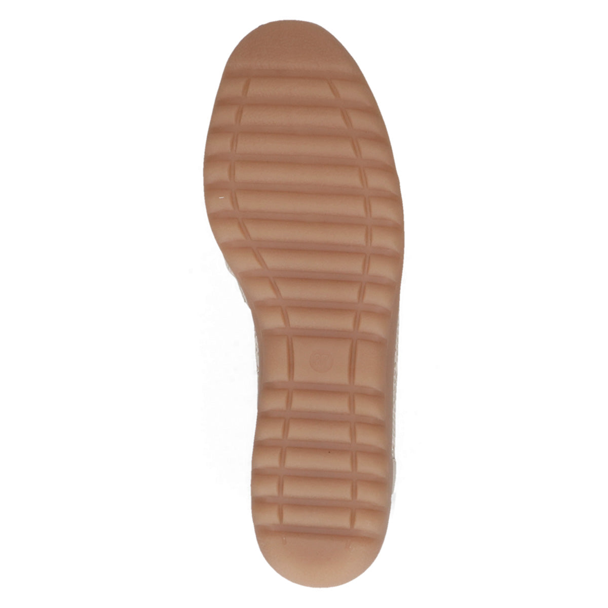Durable sole of Caprice Light Gold shoe highlighted.