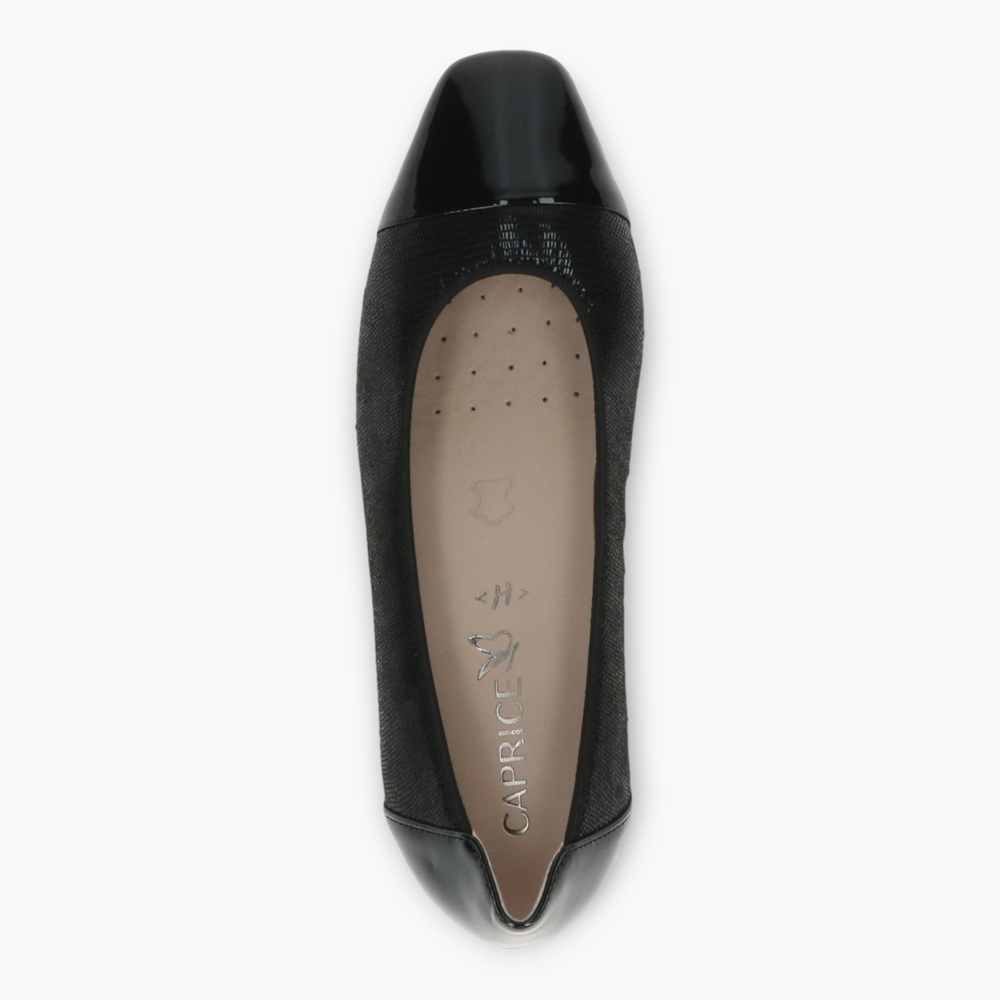 Caprice Black Patent Court Shoes - Block Heel, Wide Fit & Comfortable - Leavys Shoes