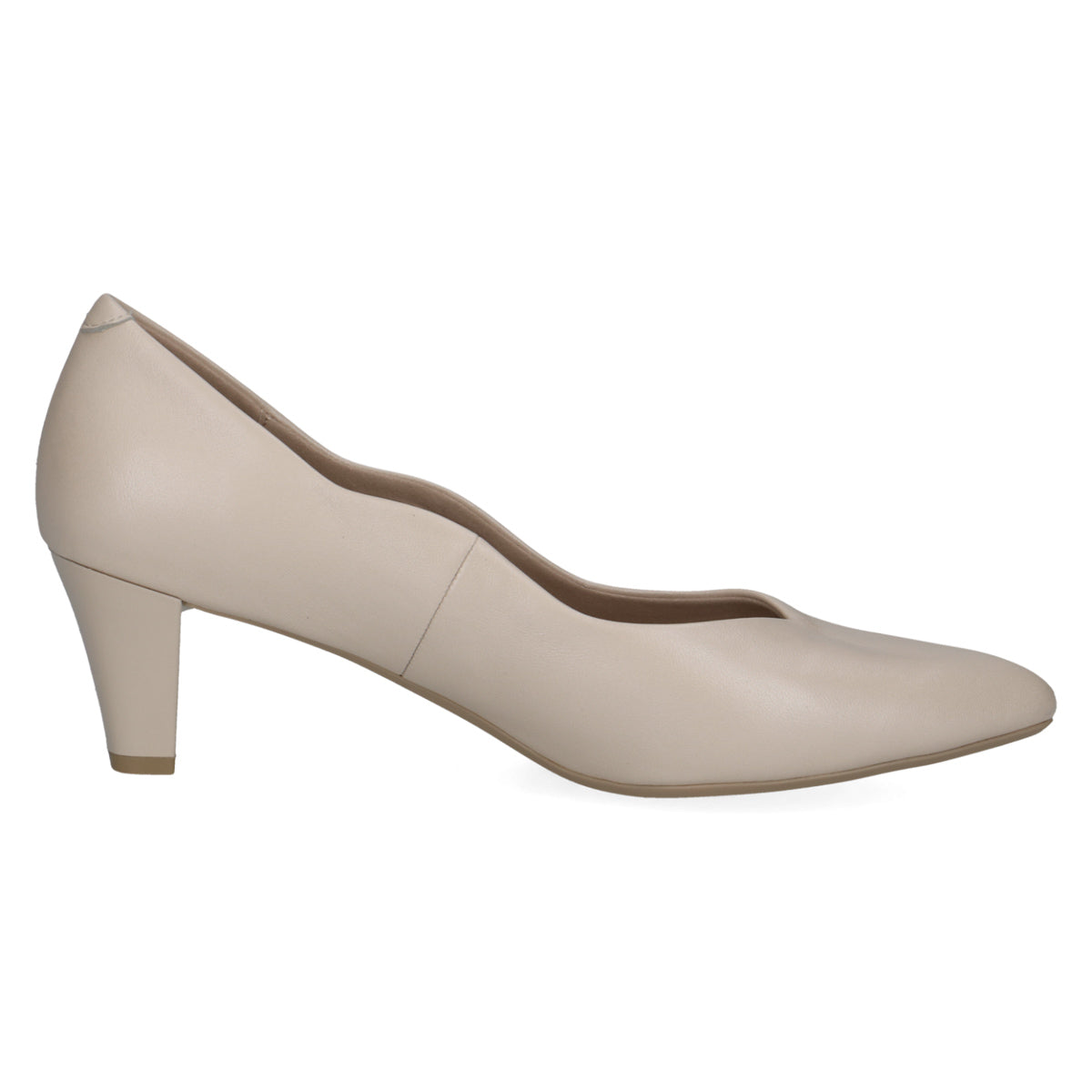 Caprice Elegant Cream Heel Shoes with Scalloped Edge