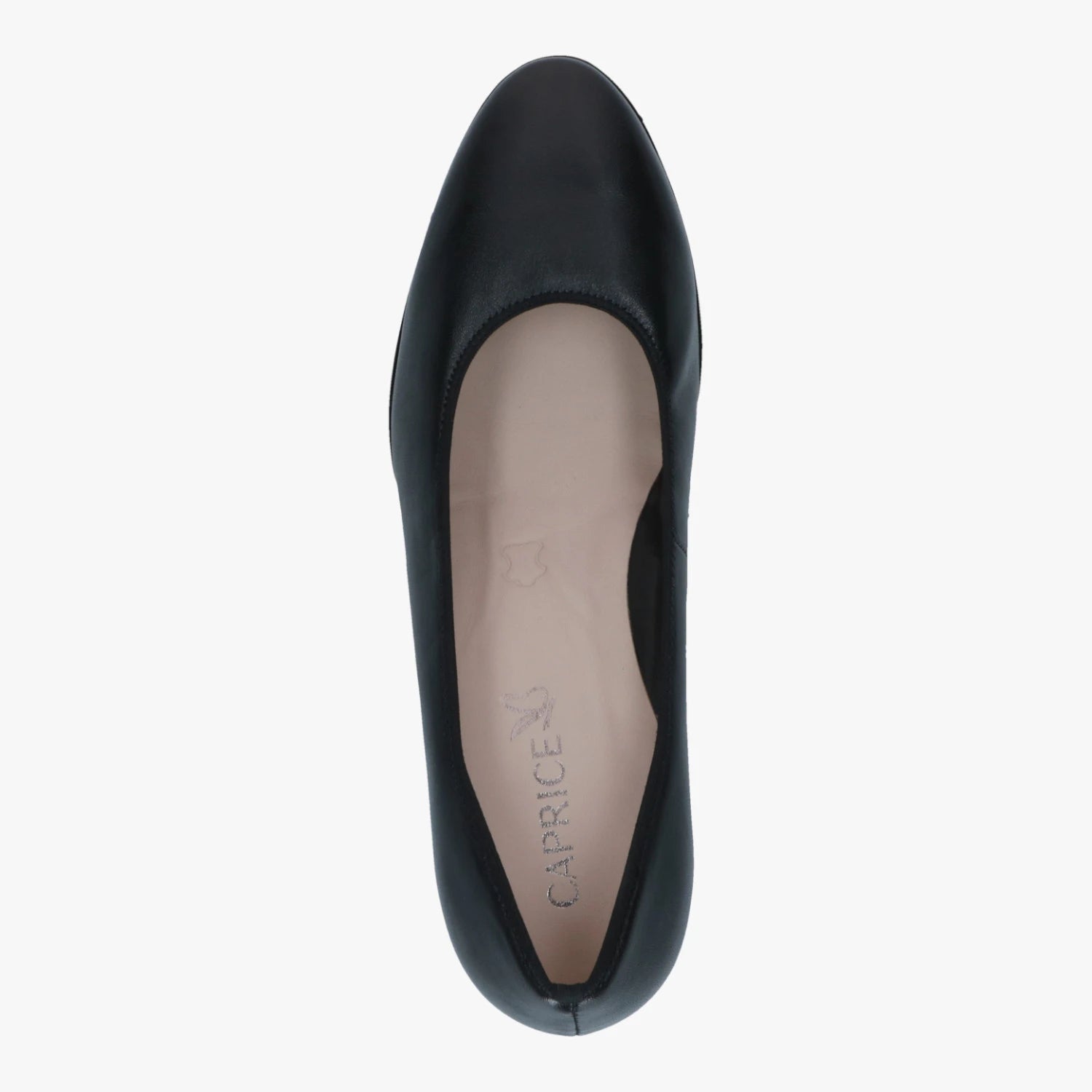 Caprice Black Leather Comfort Block Heel Court Shoes
