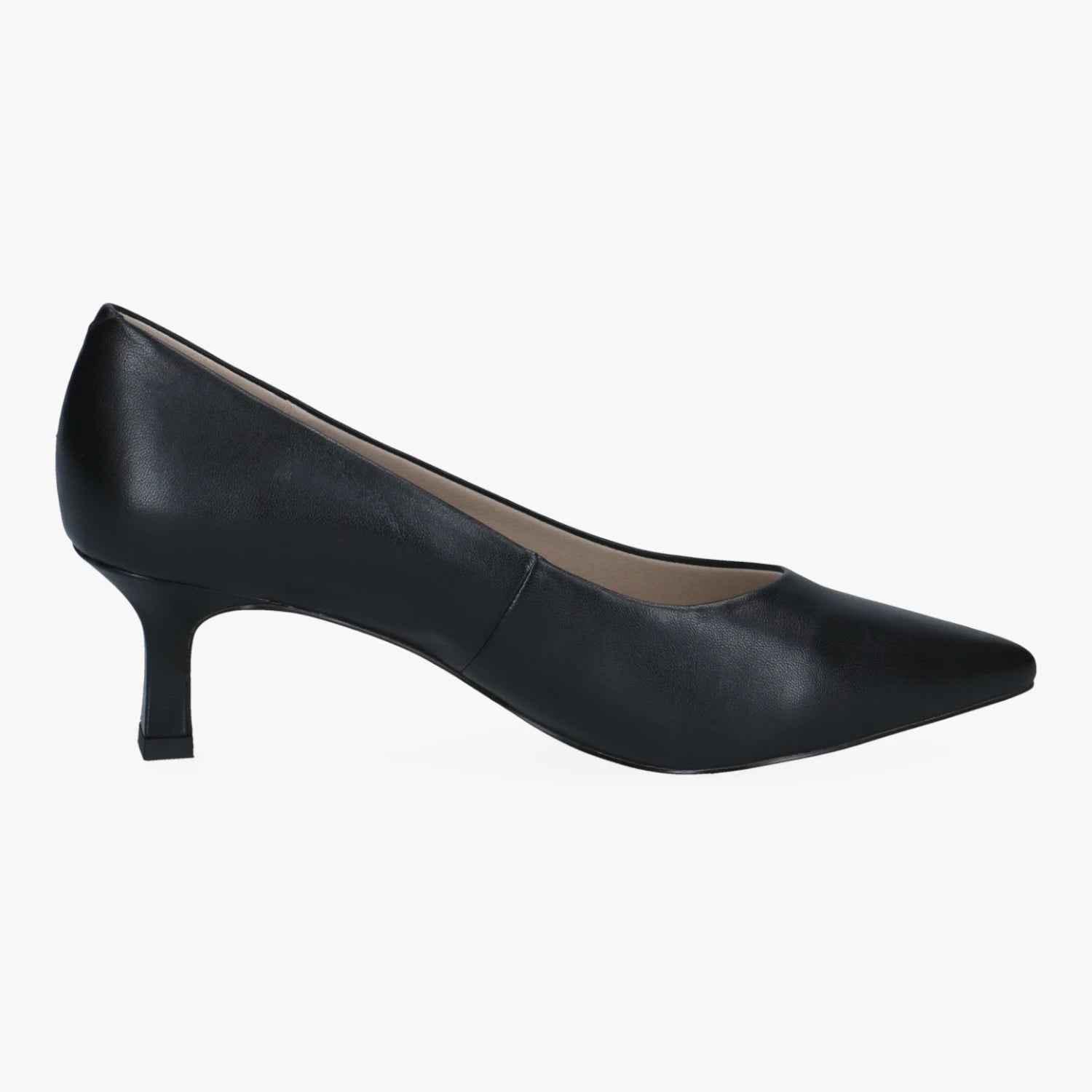 Caprice Black Nappa Leather Pointed Toe Court Shoes