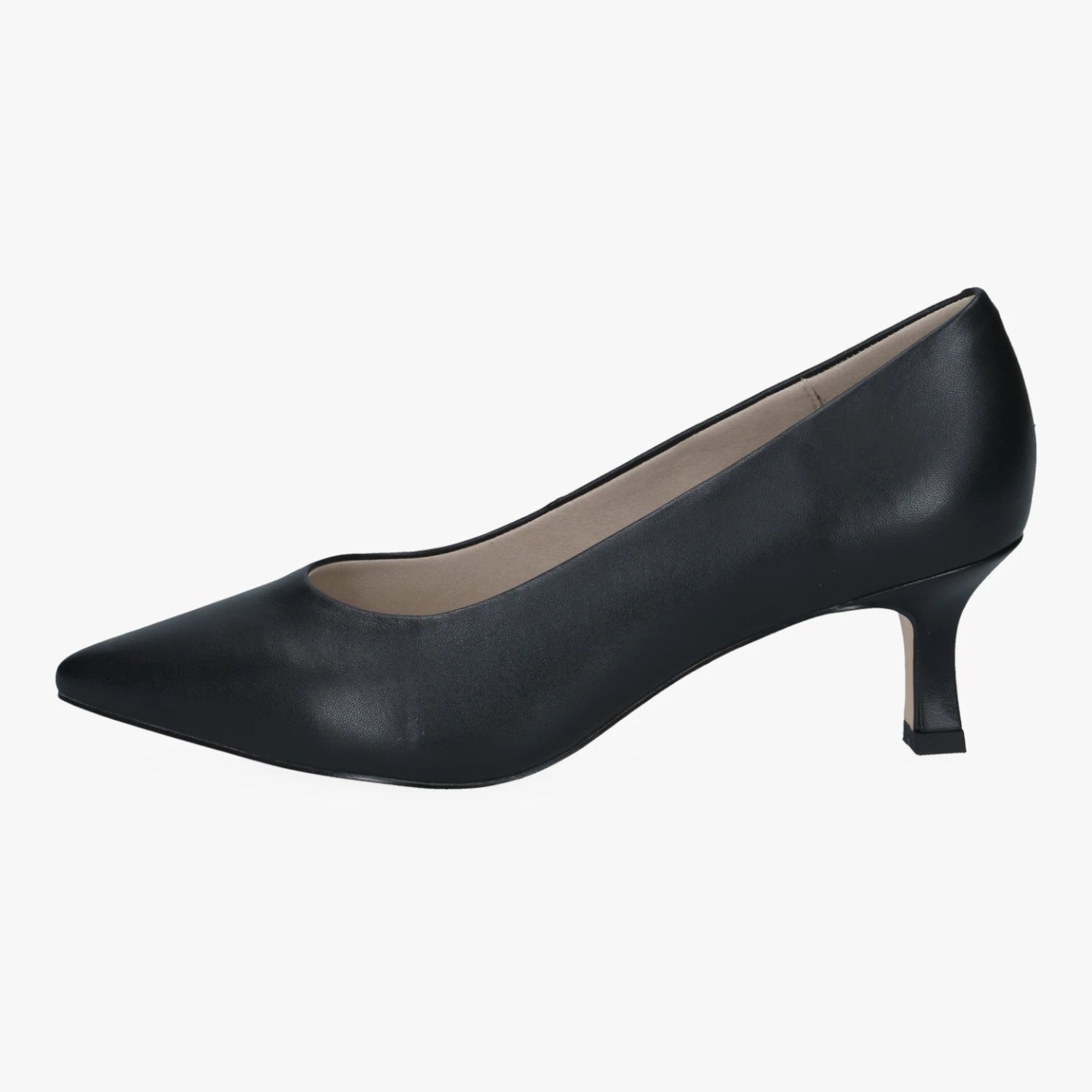Caprice Black Nappa Leather Pointed Toe Court Shoes