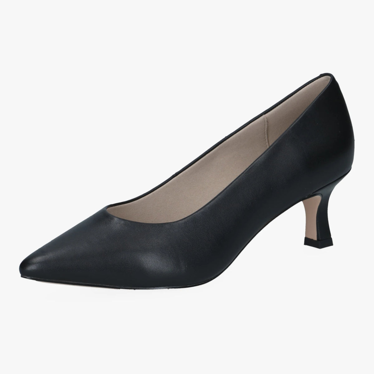 Caprice Black Nappa Leather Pointed Toe Court Shoes