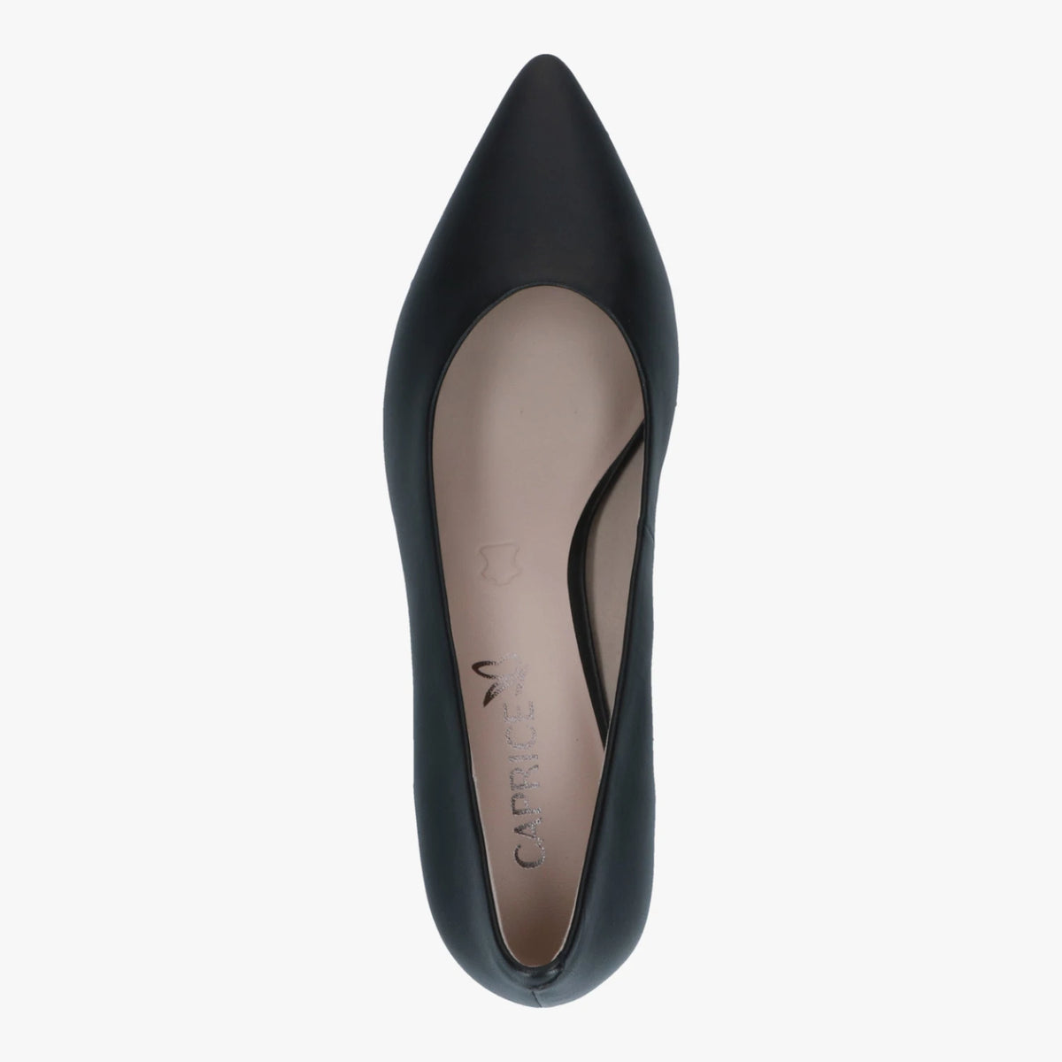 Caprice Black Nappa Leather Pointed Toe Court Shoes