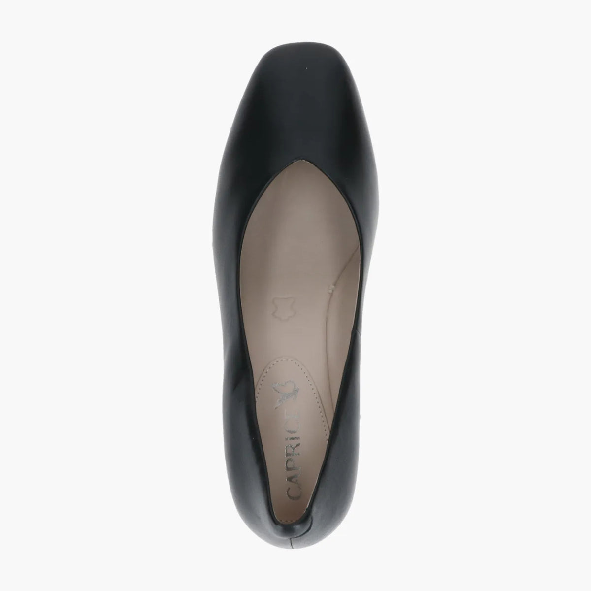 Caprice Black Nappa Court Shoe with Block Heel Comfort - Leavys Shoes