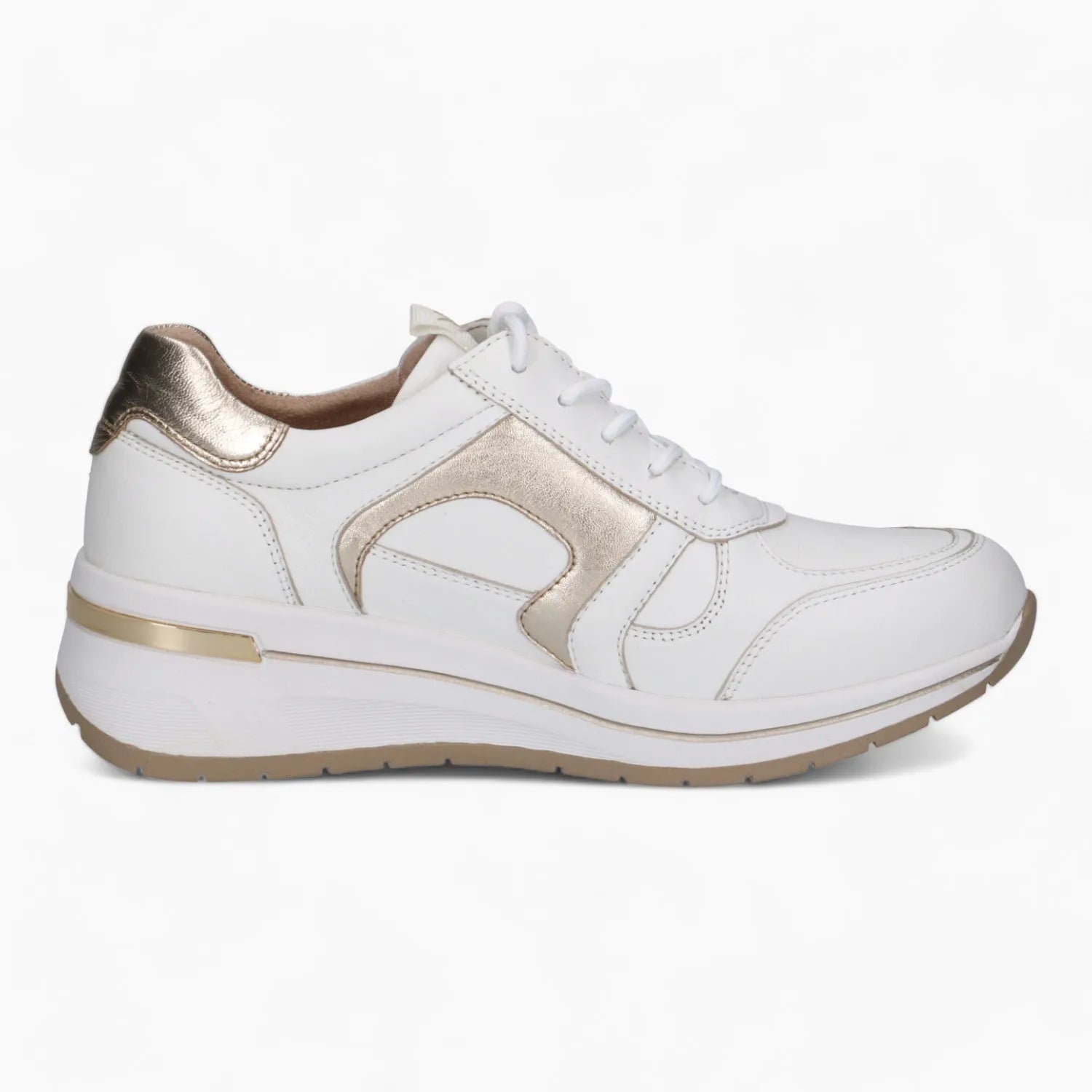 Caprice Women's All-White Runner with Gold Accents - Leavys Shoes