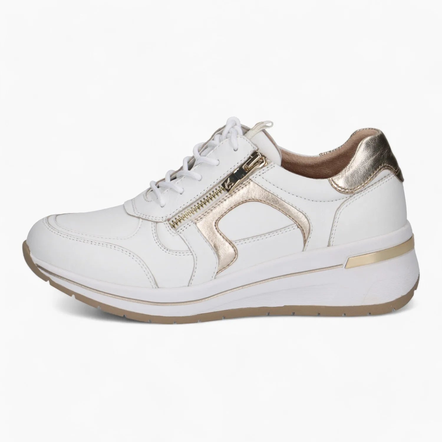 Caprice Women's All-White Runner with Gold Accents - Leavys Shoes