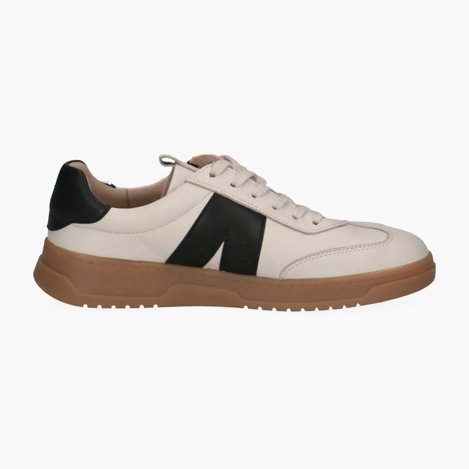 Caprice Off-White Leather Lace-Up with Zip & Memotion - Leavys Shoes