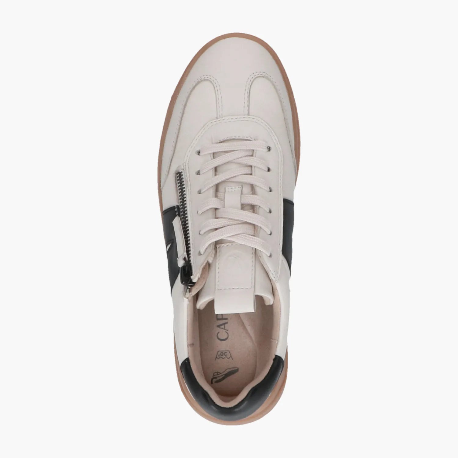 Caprice Off-White Leather Lace-Up with Zip & Memotion - Leavys Shoes