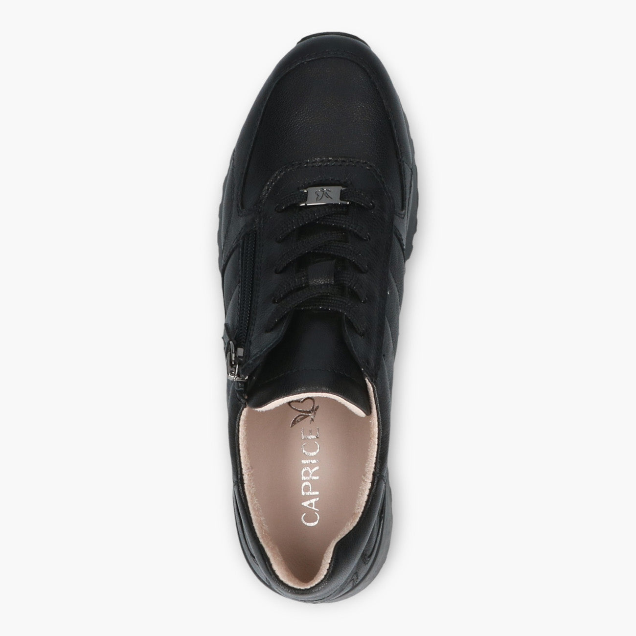 Black Leather Lace-Up Shoes with Side Zip & Removable Footbed