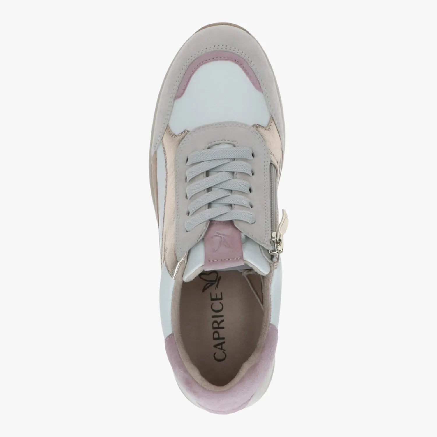 Caprice White/Light Gold Multi-Material Trainers (Wide Fit) – 9-23701-46 137
