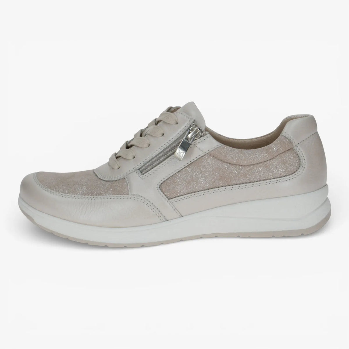 Caprice Beige Shimmer Trainers StretchOut (Wide Fit) – 9-23723-44 132