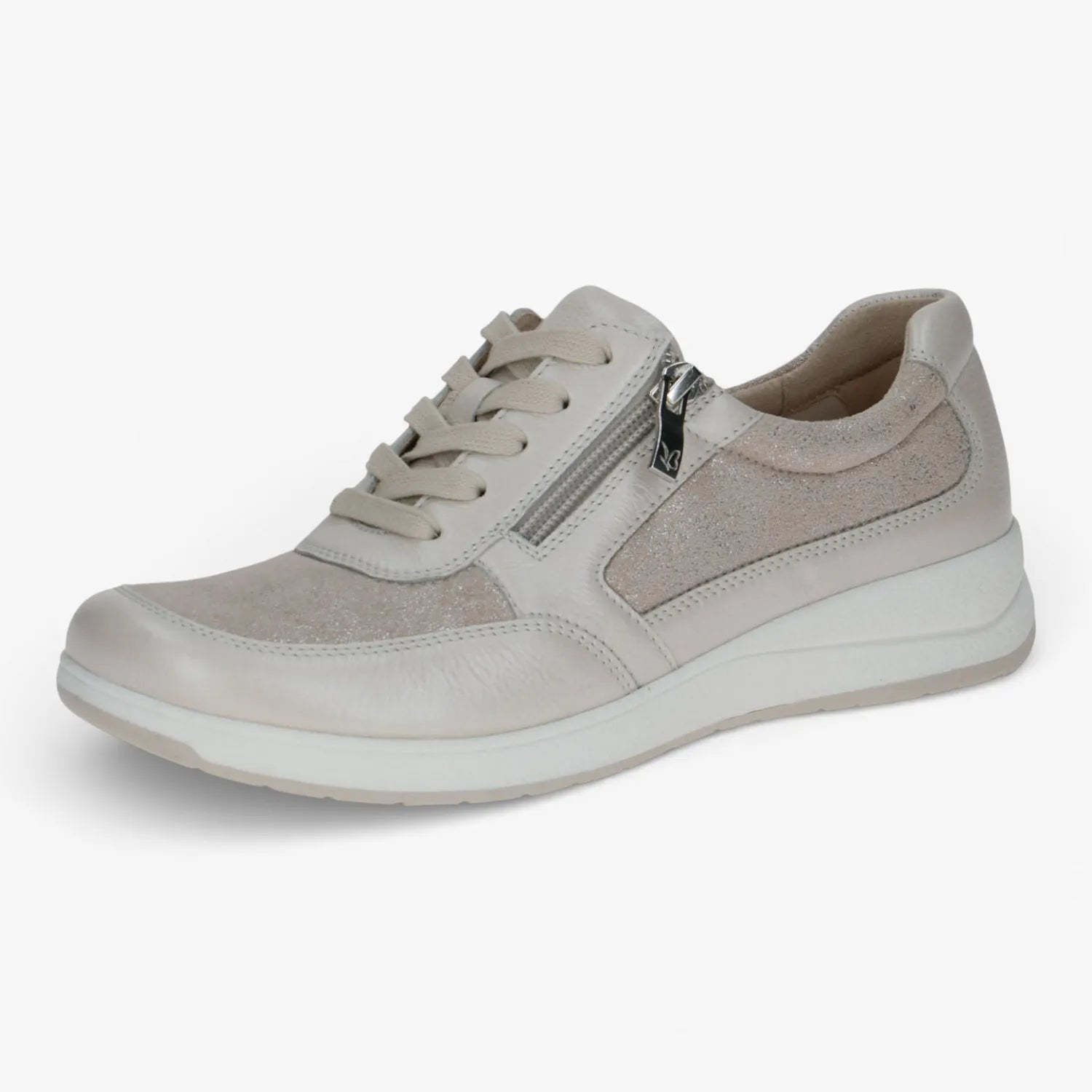 Caprice Beige Shimmer Trainers StretchOut (Wide Fit) – 9-23723-44 132