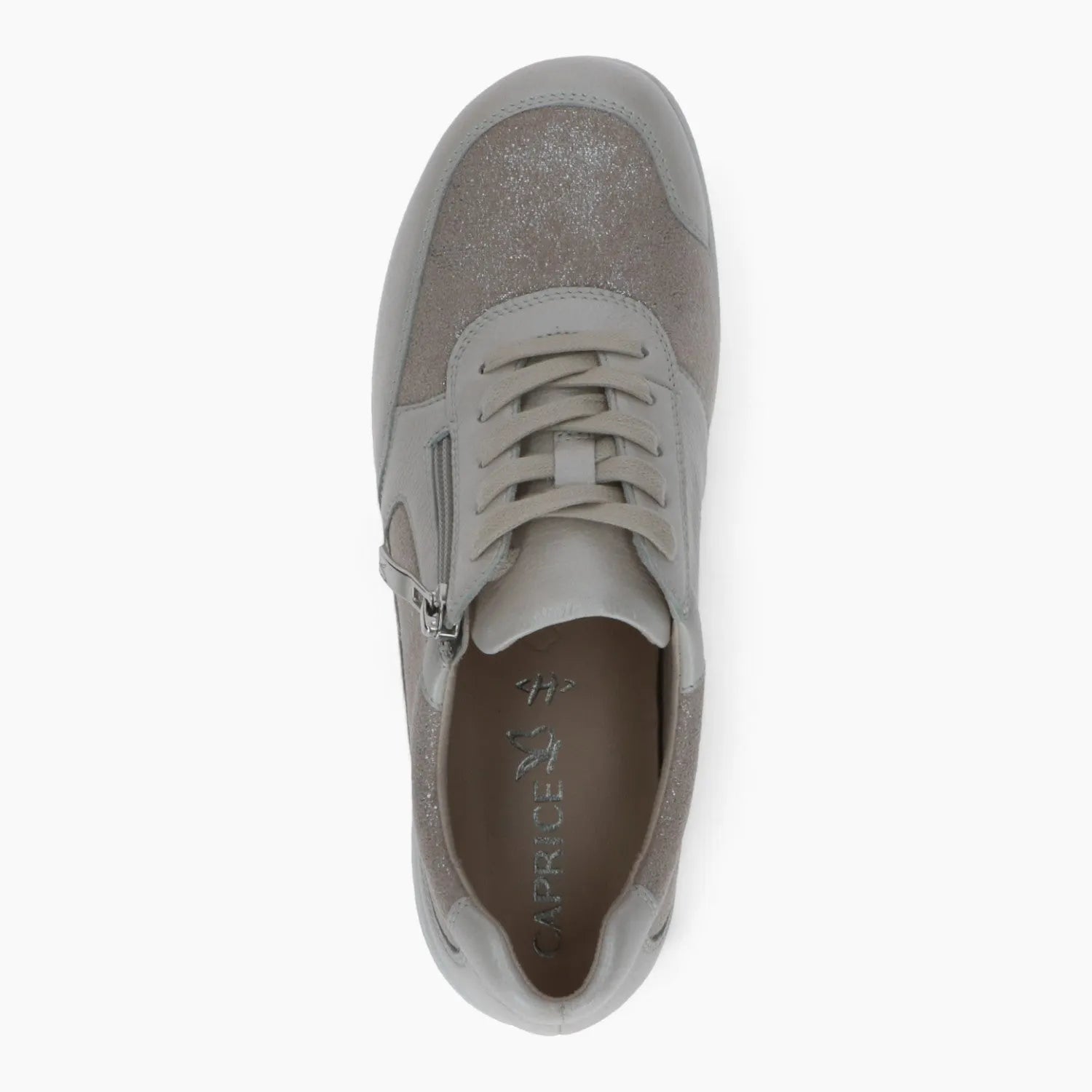 Caprice Beige Comfort Runner – Wide Fit with Side Zipper - Leavys Shoes