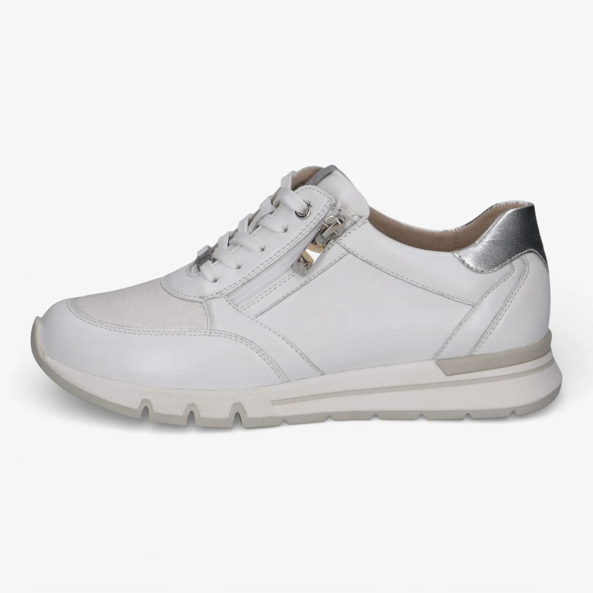 Caprice White/Silver Trainers StretchOut (Wide Fit) – 9-23751-46 183
