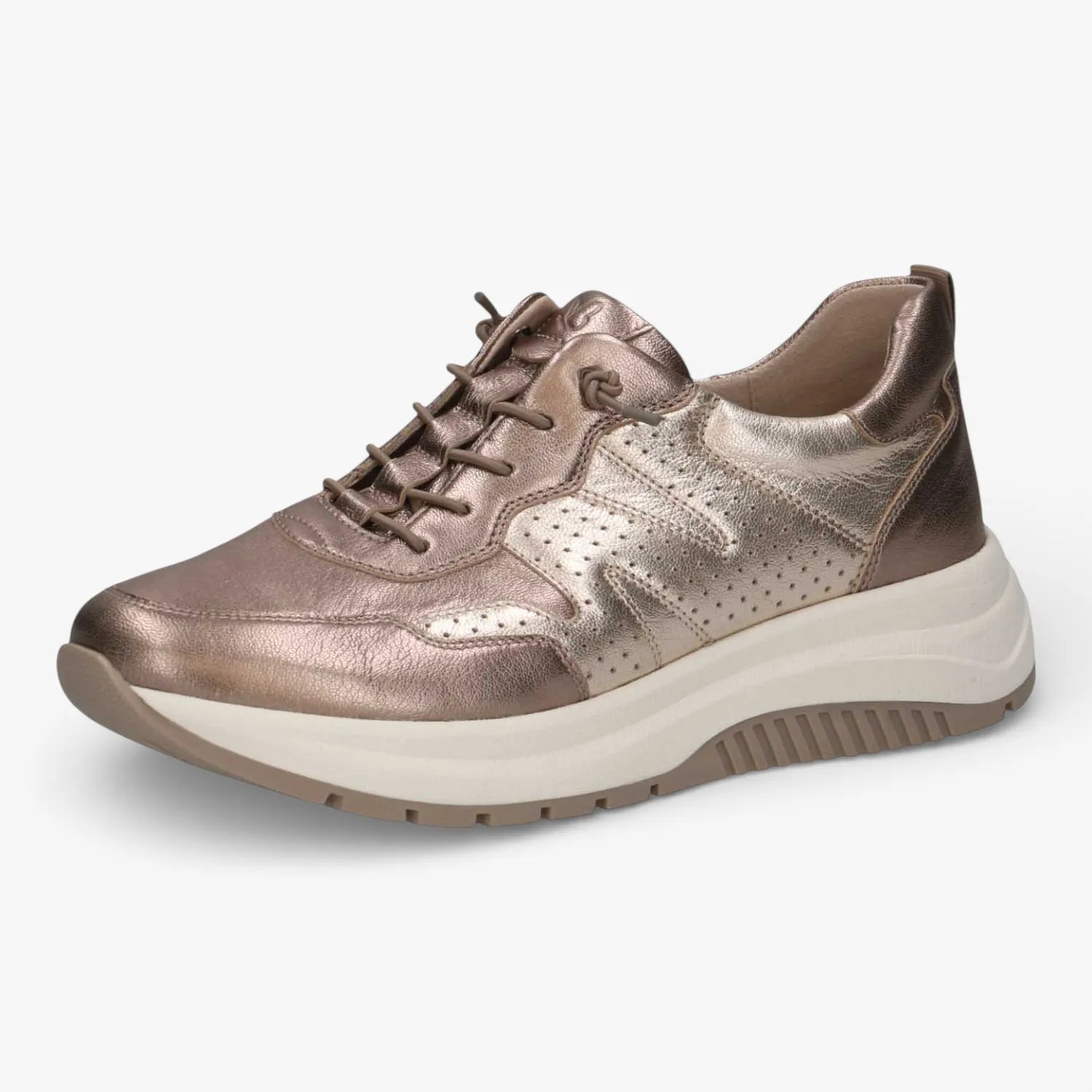 Caprice Taupe Metallic Trainer (Wide Fit) – 9-23753-46 366