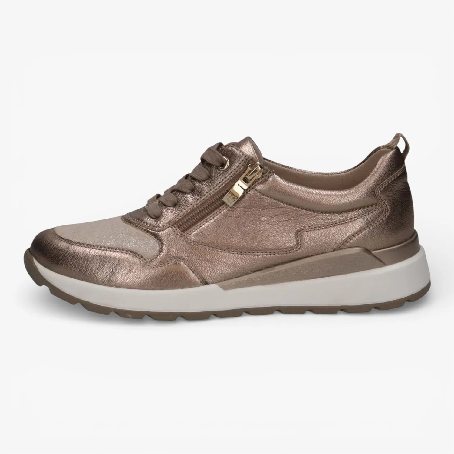 Caprice Taupe Metallic Trainer (Wide Fit) – 9-23760-46 366