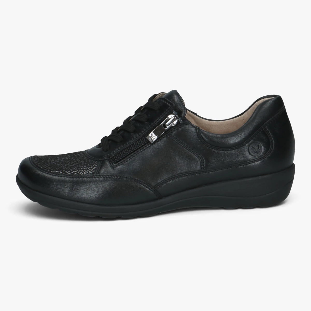 Caprice Black StretchOut Wide Fit Lace-Up Shoes