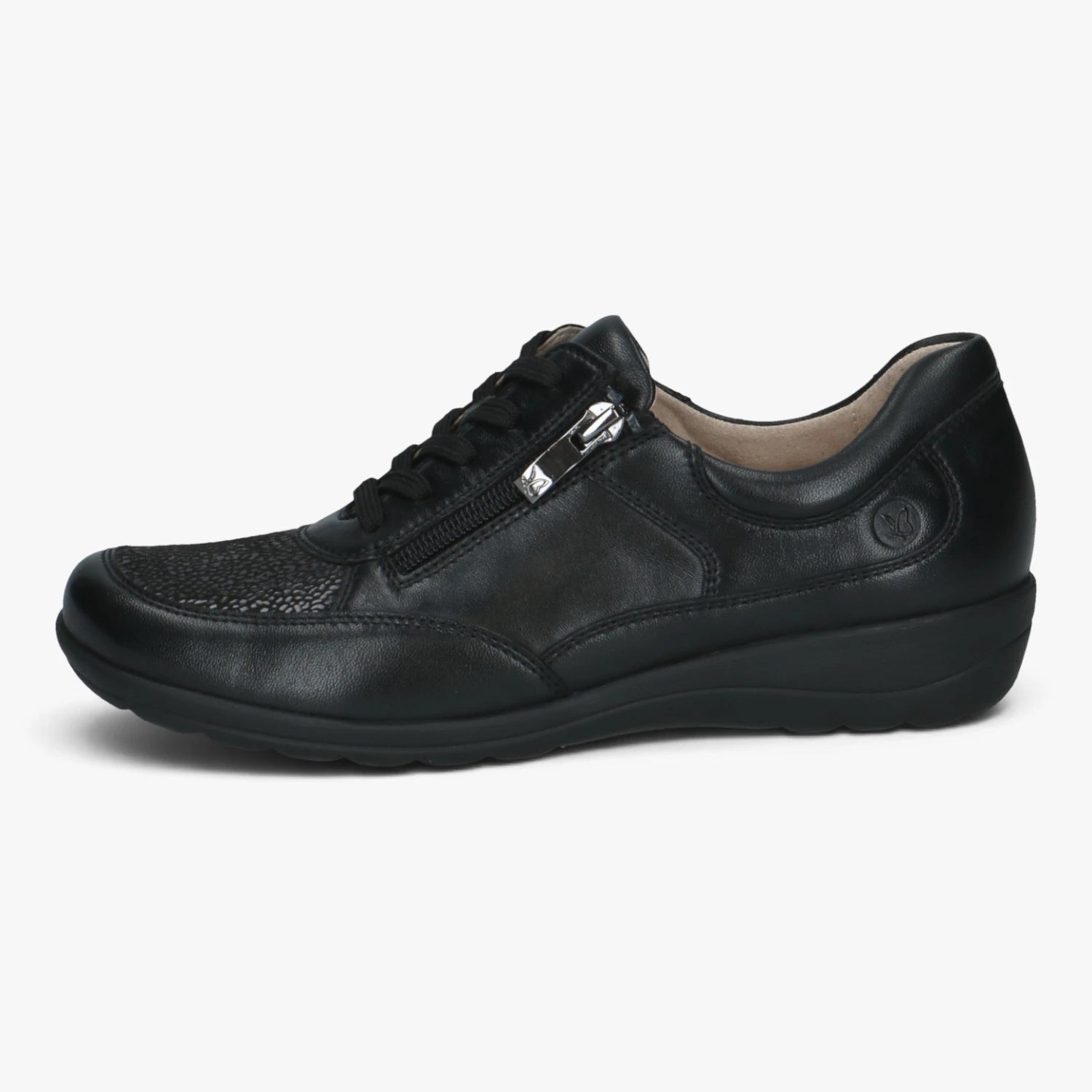 Caprice Black StretchOut Wide Fit Lace-Up Shoes