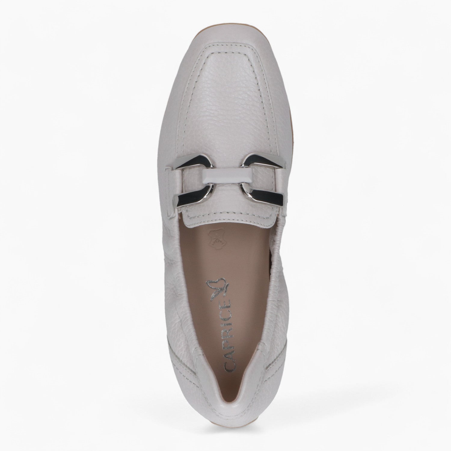 Caprice Deer Skin Slip-On – Pearl Ivory with Silver Detail - Leavys Shoes