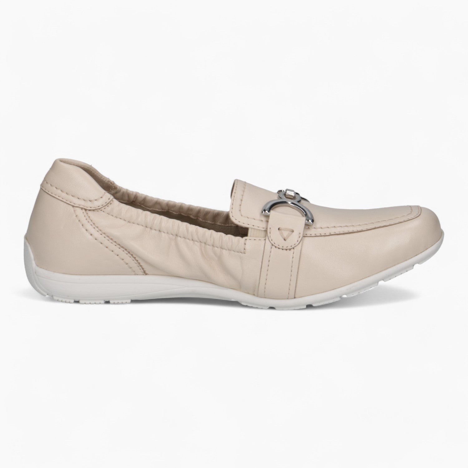 Caprice Beige Pump Ballerina – Stretch Fit with Silver Detail