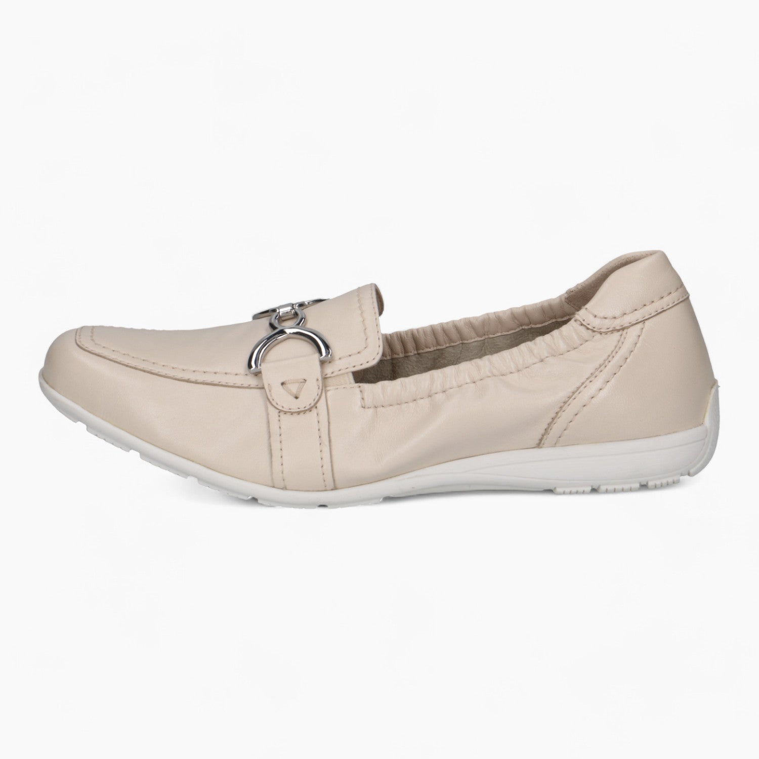 Caprice Beige Pump Ballerina – Stretch Fit with Silver Detail