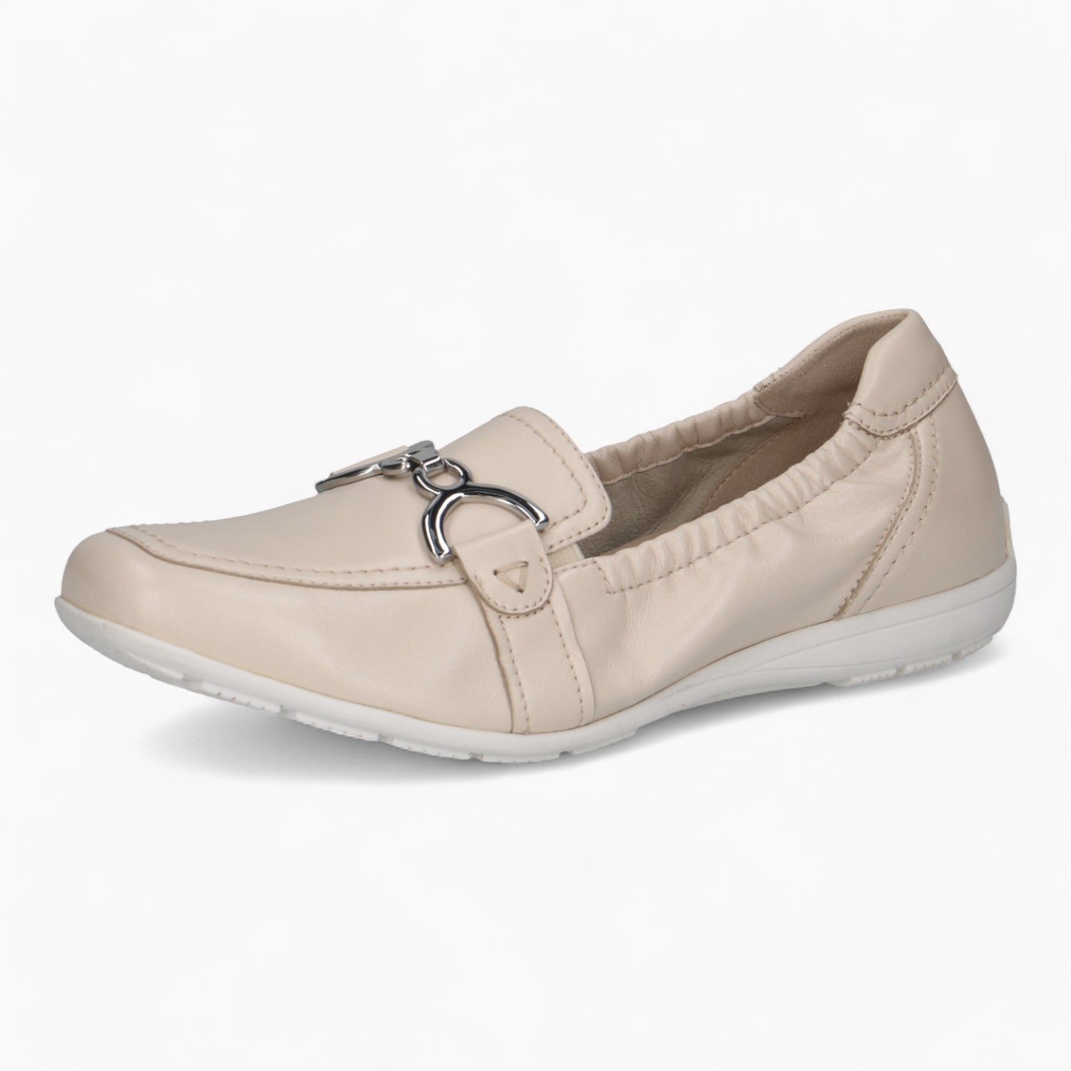 Caprice Beige Pump Ballerina – Stretch Fit with Silver Detail