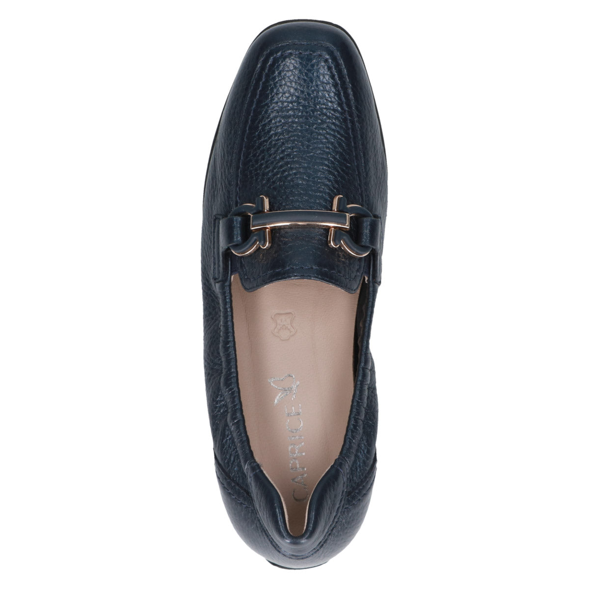 Caprice Navy Loafer with Gold Buckle