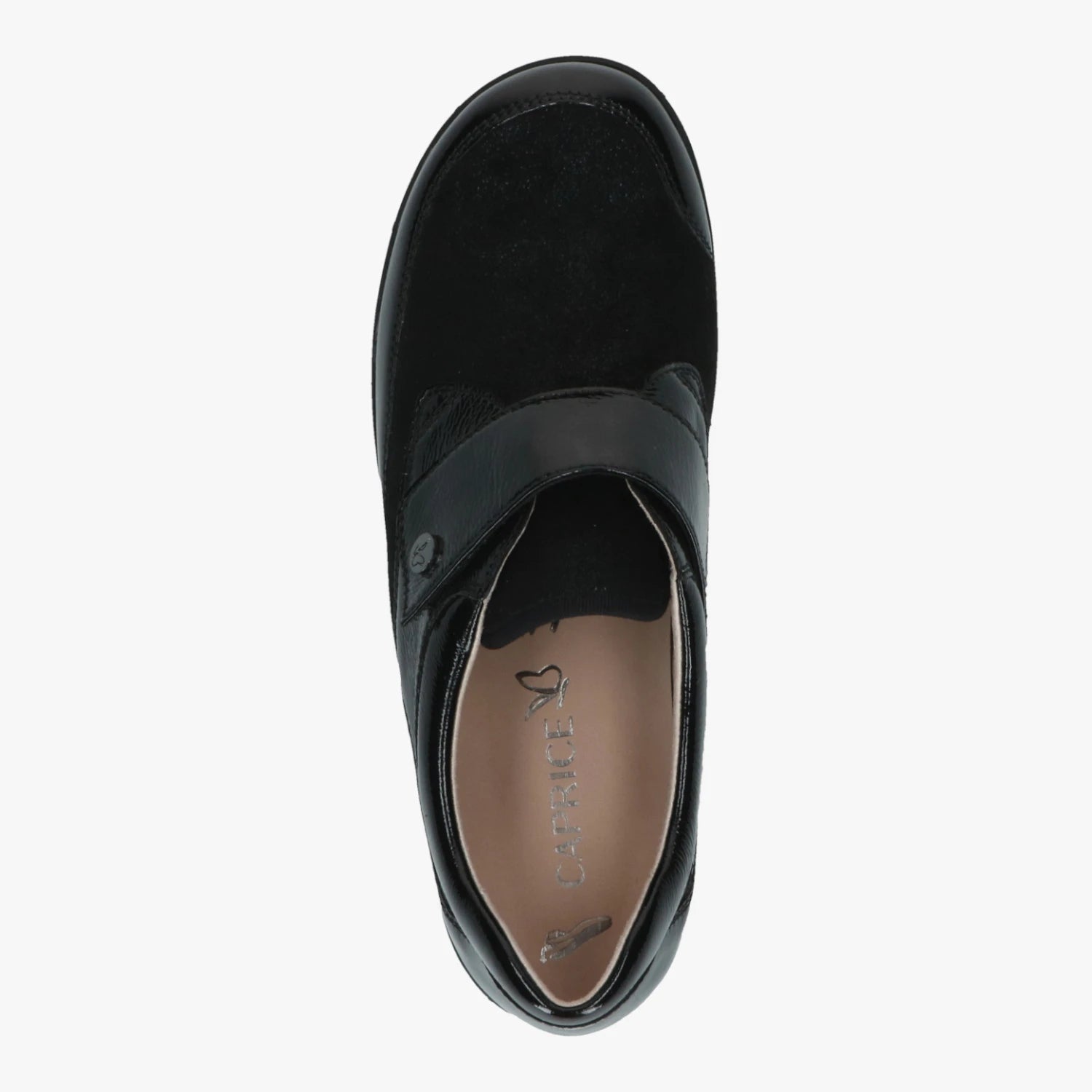 Caprice Black Patent StretchOut Hallux Wide Fit Shoes