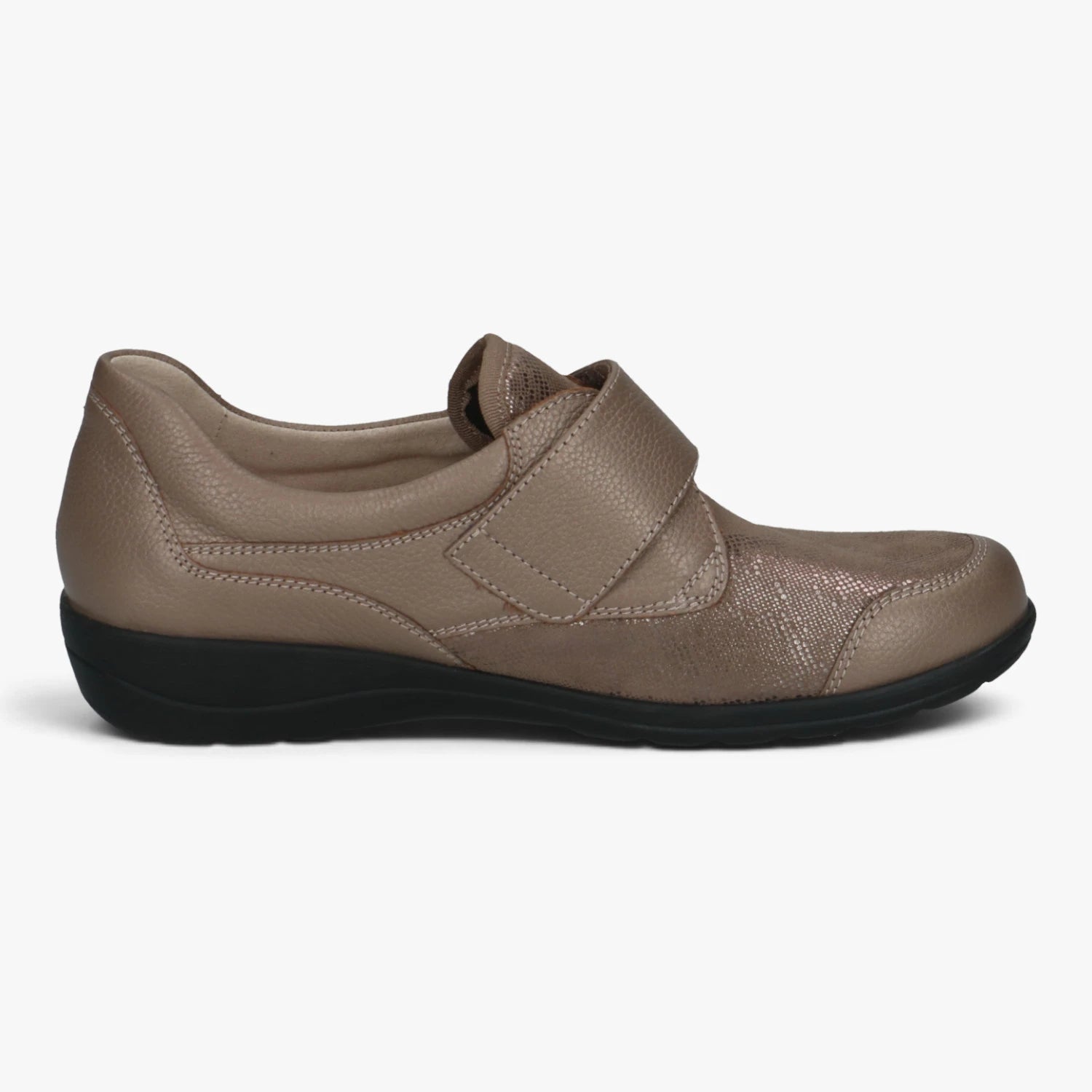 Caprice Taupe StretchOut Hallux Velcro Wide Fit Shoes