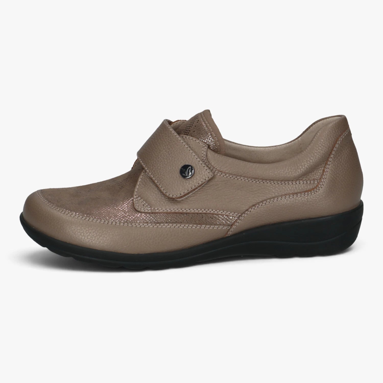 Caprice Taupe StretchOut Hallux Velcro Wide Fit Shoes