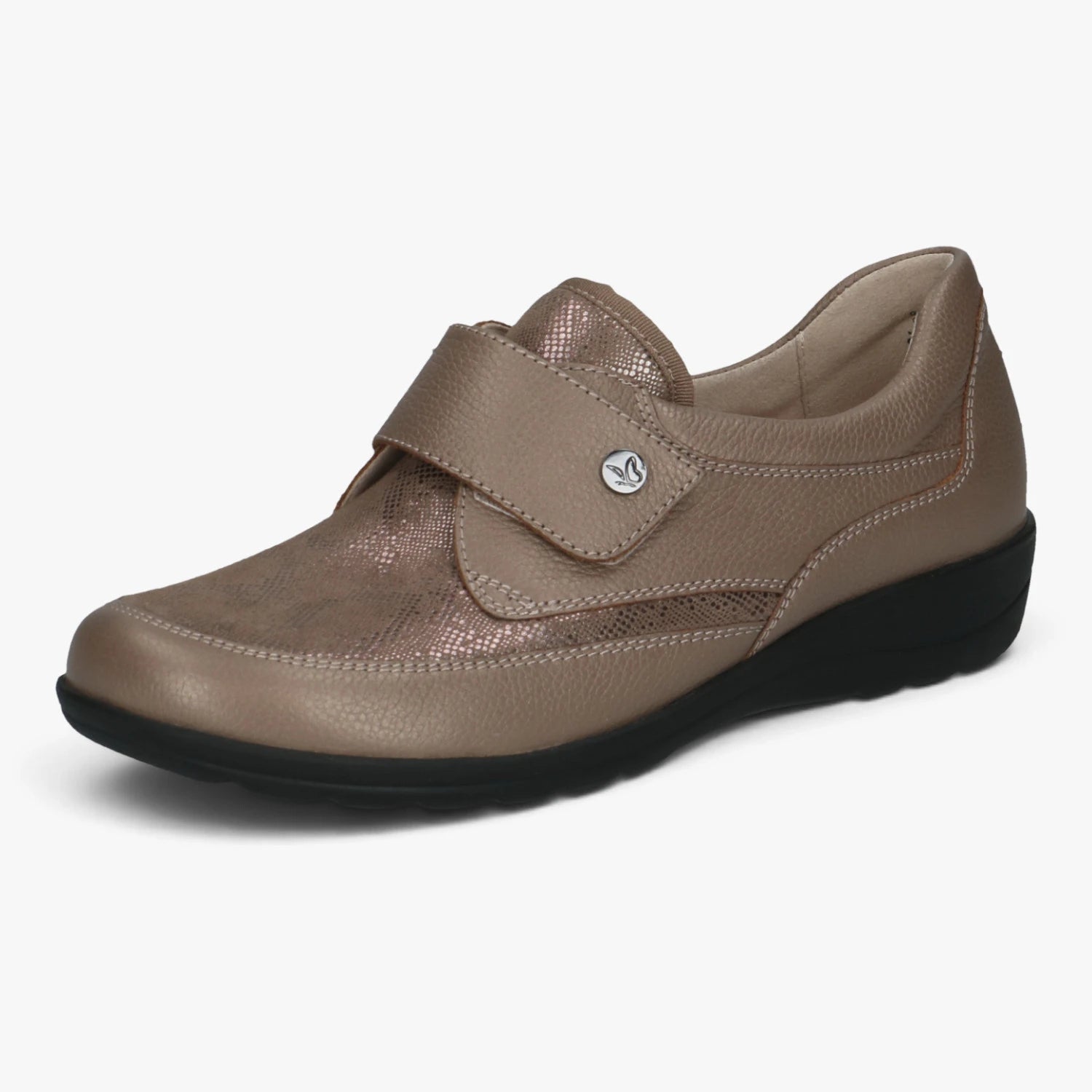 Caprice Taupe StretchOut Hallux Velcro Wide Fit Shoes