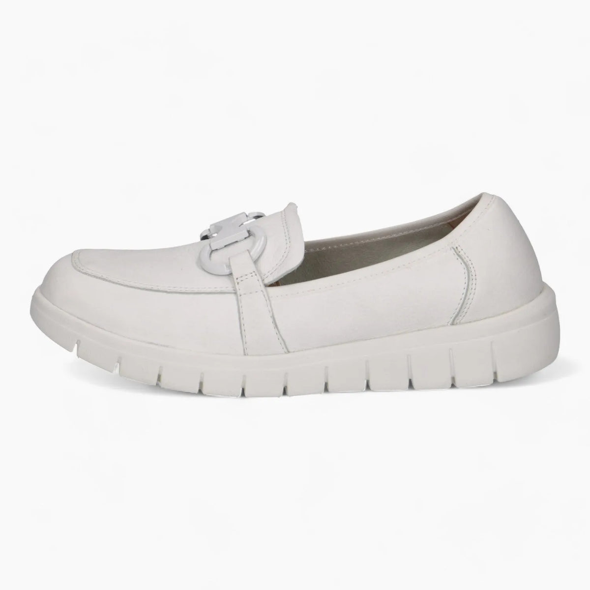 Caprice White Deerskin Loafer – Soft &amp; Sporty Comfort - Leavys Shoes