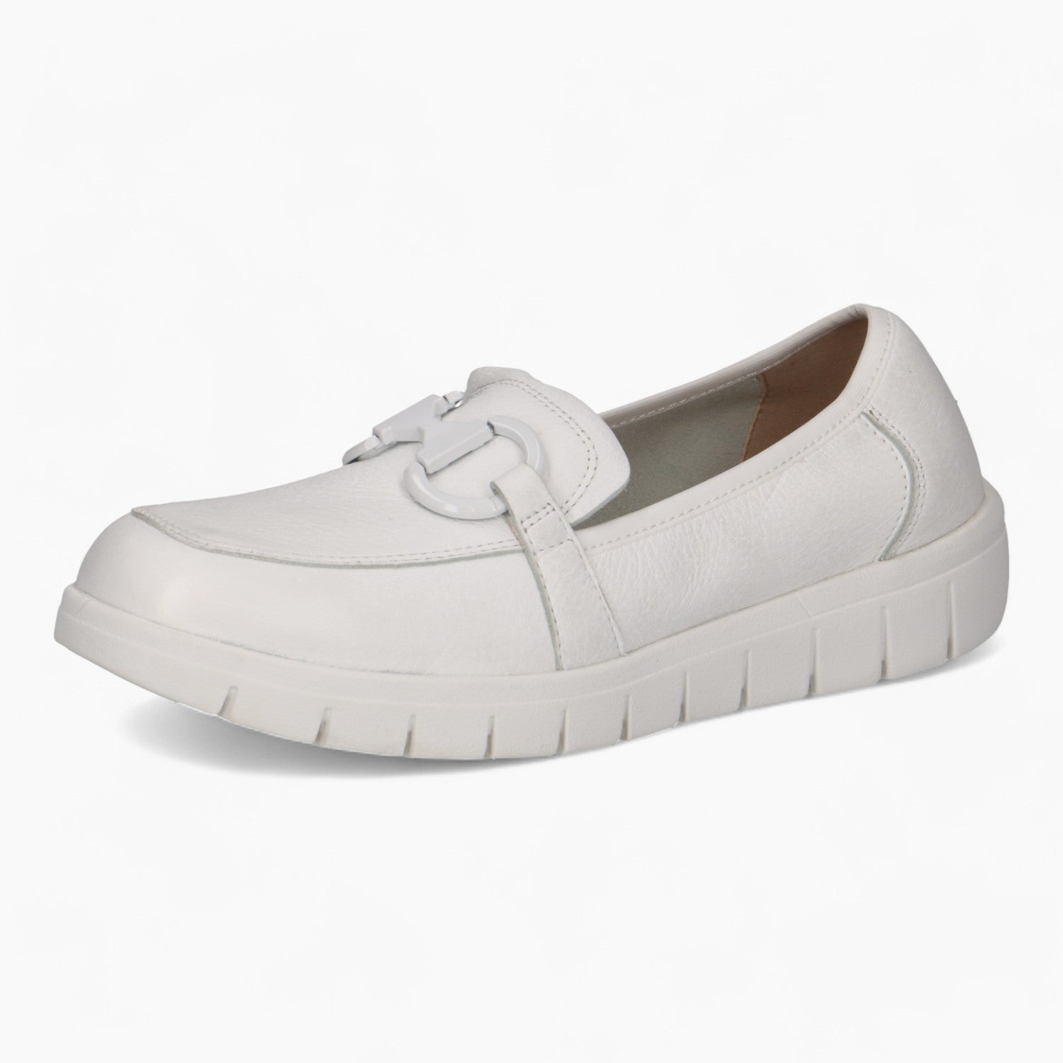 Caprice White Deerskin Loafer – Soft & Sporty Comfort - Leavys Shoes