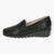 Wide Fitting Black Leather Slip-On Shoes with Wedge Sole - Caprice - Leavys Shoes