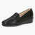 Wide Fitting Black Leather Slip-On Shoes with Wedge Sole - Caprice - Leavys Shoes