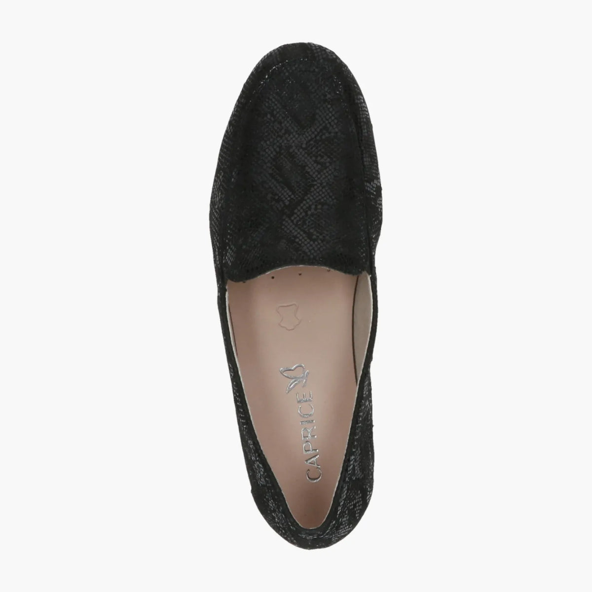 Caprice Black Reptile Loafer with Cushioned Airmotion Sole - Leavys Shoes