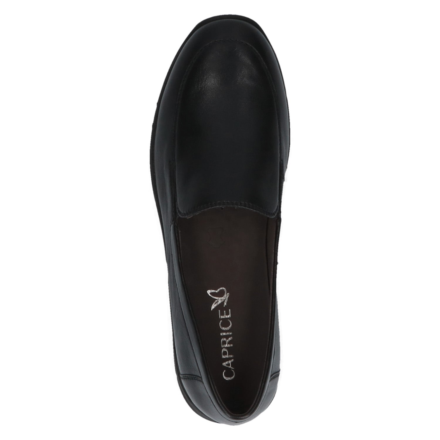 Front view of Caprice Black Slip-On Shoe.